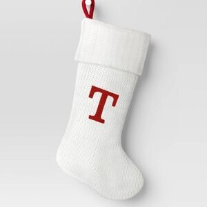 Knit Monogram Christmas Stocking White T - Wondershop